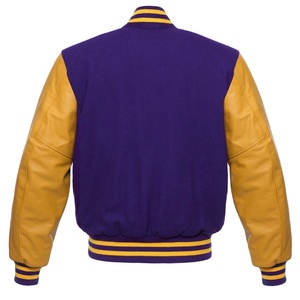 Veste universitaire de marque personnalisée, corps en laine avec bras en cuir Letterman Baseball couleur unique et élégante noir et bleu royal, taille XL - Product Image 2