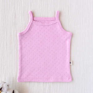 Débardeur tricoté rose sans manches pour bébé fille, en coton respirant, col rond, décontracté, pour l'été, 0-24 mois - Product Image 1