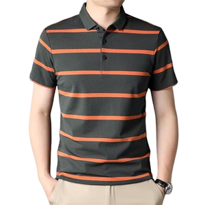 เสื้อโปโลลายทางผู้ชายสำหรับฤดูร้อน, เสื้อกอล์ฟผ้าฝ้ายระบายอากาศได้ดีลำลองแนวธุรกิจจากเวียดนาม - Product Image 3