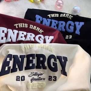 YITE alta calidad puro algodón 250gsm peso pesado gota hombro camisetas personalizadas 3D Puff estampado camiseta de gran tamaño para hombres - Product Image 3