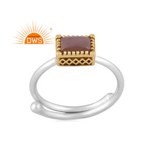 Venta caliente fina plata esterlina chocolate piedra lunar piedra preciosa anillo apilable joyería fabricante - Product Image 1