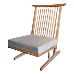 Silla decorativa de madera de teca, respaldo de husillo alto, Marco minimalista, asiento acolchado - Product Image 6