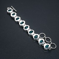 Pulsera de Plata de Ley 925 Hecha a Mano con Topacio Azul, Estilo Vintage Boho Hippie para Mujer, Certificada por Terceros, Regalo