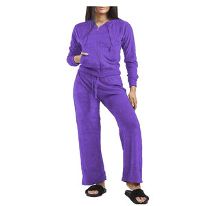 Automne 2025 solide velours femmes ensembles Sport costume zippé à manches longues à capuche et pantalons de survêtement velours survêtement - Product Image 5