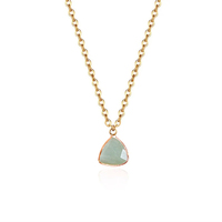 925 Sterling Silver Dainty Pendentif Collier Aigue-Marine Gemstone Trillion Shape Faceted Stone Style Tendance pour Fiançailles Mariage