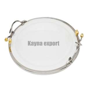 Luxury Home Hotel Wedding <b>Jewelry</b> Storage Display Decor <b>Tray</b> Metal Stainless Steel Gold Flower Handle Round Serving <b>Tray</b> - Product Image 1