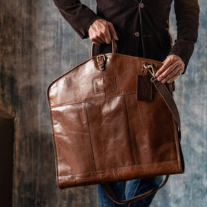 Sac de transport pour costume en cuir véritable léger et imperméable, sac de voyage pour costume, housse pour vêtements suspendus, cadeau pour garçons d'honneur, unisexe, Noël - Product Image 4