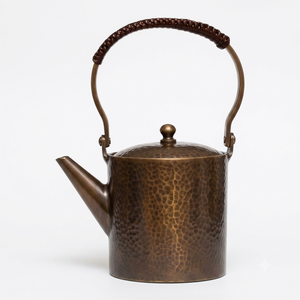 Amazing Metal Tea Kettle With Wooden Handle And Lid Round Design For Kitchen Use Handmade <b>Teapot</b> On Sale - Product Image 2