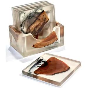 Elegante posavasos de madera de resina hecho a mano para usar en la mesa, Cocina, Bar, comedor, decoración esencial, base para bebidas, bandeja de estilo de vida - Product Image 4