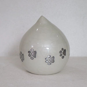 Urne funéraire en émail brun gravé Paw pour animaux de compagnie Ash & Memorial Funeral Fait à la main en Inde par le fabricant et le fournisseur - Product Image 1