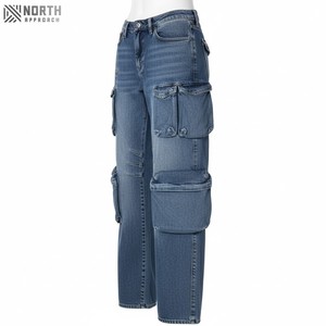 Personnalisé rétro classique bleu Denim pantalon pour femmes taille basse droite Micro Flare été jean à manches courtes mode Sexy mince - Product Image 1