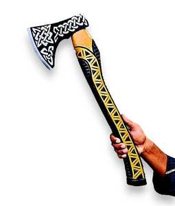 Hache de survie multi-usage artisanale en acier industriel à haute teneur en carbone, manche en bois naturel, cuir - Product Image 1