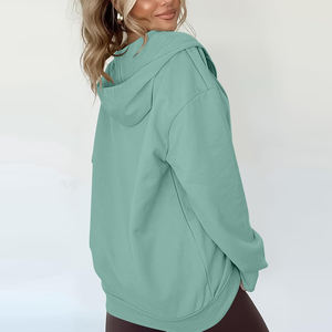 Sudadera con Capucha Extra Grande Estilo Urbano Personalizada para Mujer, Sudadera con Capucha de Algodón de Alta Calidad con Cierre para Mujer, Tallas Grandes - Product Image 2