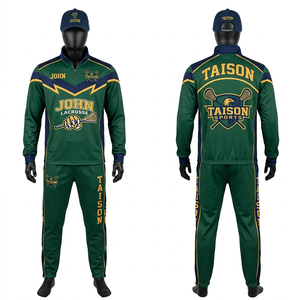 Mens Lacrosse Tracksuit Set 260 GSM High Quality Polyester Fabric Teal Yellow Contrast Panels Embroidery Sublimation Logo - Product Image 5