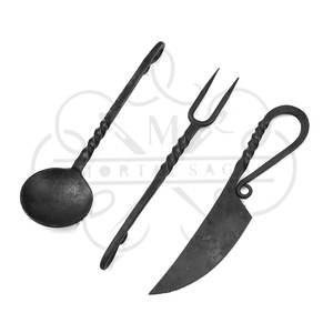 Juego de Cubiertos Medievales de 3 Piezas, Juego de Cubiertos Vikingos Forjados y Trenzados, Diseño Personalizado de Última Generación - Product Image 4