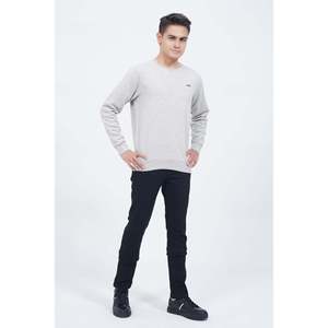 Mens Crewneck Sweatshirt Zipper Long Sleeve Knitted Pullover OEM ODM Custom Label Screen <b>Print</b> Wholesale Solid 100% Cotton - Product Image 4