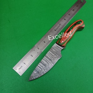 Acier Damas Bushcraft Chasse Skinner Couteau EDC Survie Couteau Pakka Manche En Bois Couteaux Japonais Avec Gaine En Cuir - Product Image 5