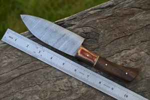 Couteau à Steak de Chef damas fait à la main de haute qualité manche en bois couteau de Chef de cuisine tranchant avec gaine en cuir - Product Image 6