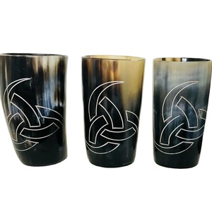 Vaso de vaso de chupito de estilo náutico vikingo hecho a mano, cuerno de búfalo Natural tallado para cerveza, vino, beber, Halloween, Navidad - Product Image 1