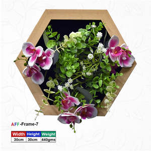 Cadre mural hexagonal en bois pour fleurs artificielles 30x30 cm (AFF-Frame-7) - Product Image 1
