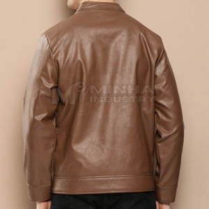 Chaqueta de cuero de diseño personalizado Color sólido Hombres Chaqueta de cuero Streetwear Hombres Chaqueta de cuero de invierno - Product Image 3