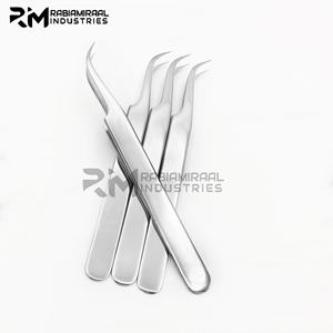 Pince à épiler en argent de marque privée RMI pince à cils Volume régulier Extension de cils incurvés pince à épiler en acier inoxydable - Product Image 5