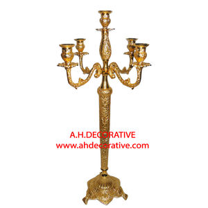 Candélabres de sol décoratifs faits à la main en aluminium coulé en plaqué or candélabres de décoration de mariage coûteux à vendre - Product Image 4