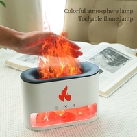 Diffuseur d'Arômes à Flamme Ultrasonique avec Logo Personnalisé, Lampe de Sel de Cristal de l'Himalaya à Effet Flamme, Humidificateur et Diffuseur d'Huiles Essentielles