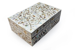 Gift <b>Box</b> Rectangle Mother of Pearl Inlay Jewelry Boxes <b>with</b> <b>Lid</b>- for Gifting Jewellery <b>Storage</b> <b>Box</b> - Product Image 3