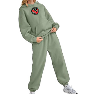 Femmes nouvelle mode longue sport survêtement solide décontracté à capuche haut et pantalon femmes vêtements d'hiver 2 pièces ensemble 100% coton survêtement - Product Image 5