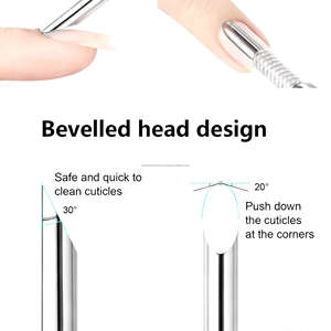 Empujador de Cutículas de Metal de Acero Inoxidable Reutilizable de Doble Cabeza Estilo Ruso con Puntas Biseladas en Forma de Herradura para Manicura y Pedicura Profesional - Product Image 3