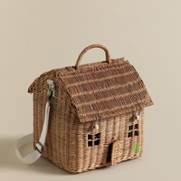 Casa de mimbre hecha a mano para niños, cesta de almacenamiento pequeña, juguetes ecológicos para niños, nuevos productos hechos en Vietnam, artesanía HNH