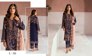 ชุดสูทผ้าชีฟองปักลายสำหรับสุภาพสตรีคอลเลคชั่น2024 Ramsha ชุดอินเดียและปากีสถาน - Product Image 5