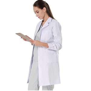 Bata lavable de algodón para médicos, bata de laboratorio de color blanco, conjuntos de uniformes, bata de laboratorio para damas - Product Image 1