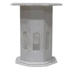 Support décoratif en marbre blanc avec incrustations florales |   Présentoir élégant à l'éclat durable pour la maison et l'hôtellerie - Product Image 3