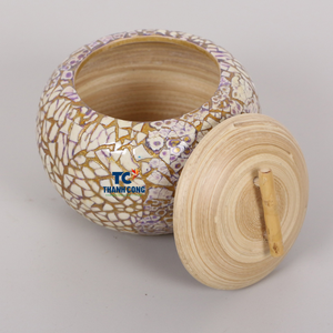 Caja de regalo de bambú con incrustaciones de cáscara de huevo, artesanía hecha a mano al por mayor, perfecta para regalo de Ramadán Eid y decoración árabe de lujo - Product Image 3