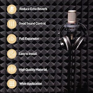 36 Tấm Panel Âm Học 30*30cm Hình Kim Tự Tháp, Tấm Xốp Cách Âm Cho Tường, Tấm Xốp Âm Học Màu Đen Mật Độ Cao - Product Image 3