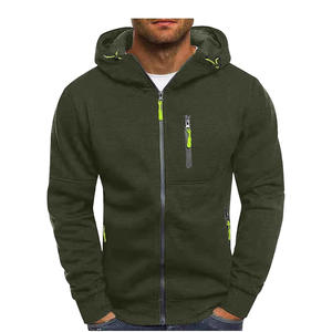 Veste à capuche zippée en molleton léger pour homme avec poches à motif solide pour le sport et la course en plein air - Product Image 2