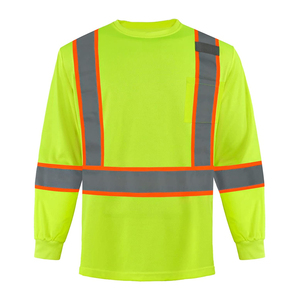Camiseta naranja amarilla de seguridad de manga larga de alta visibilidad de fábrica con camiseta de trabajo de bolsillo logotipo personalizado para hombres y mujeres 2026 - Product Image 1