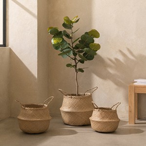 Juego de cestas de paja de rafia a buen precio, cestas de algas marinas naturales al por mayor para almacenamiento y decoración - Product Image 5