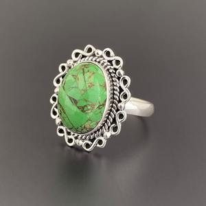 Anillos de cobre verde turquesa hechos a mano, joyería, anillos de promesa para mujer, anillos de plata de ley 925, joyería de cobre Turquesa - Product Image 3