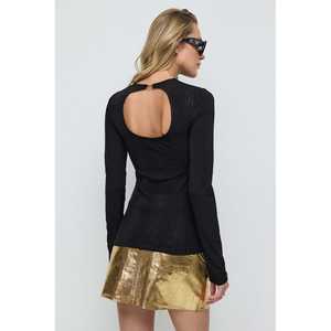 Chemise à manches longues côtelée, dos nu, avec détails de boucle - Product Image 5