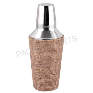 Shaker à cocktail rustique et durable en fibre de jute naturelle et en métal pour la mixologie pour les fabricants de boissons éco-conscients - Product Image 1
