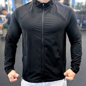 Chaqueta transpirable ligera para correr para hombre, para entrenamiento al aire libre, deporte de invierno, ropa protectora solar con cierre de cremallera frontal - Product Image 1