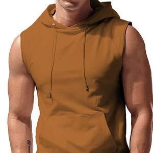 Venta al por mayor personalizado hombres sin mangas gimnasio Sudadera con capucha 100% sudadera bordado Diseño sólido patrón con capucha cuello invierno XXS 500gsm - Product Image 6