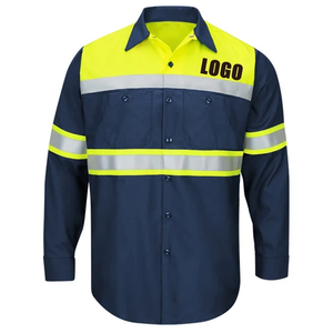 Camisas de trabajo para hombres de alta visibilidad, ropa de seguridad transpirable de manga larga de secado rápido fluorescente amarilla con logotipo personalizable - Product Image 3
