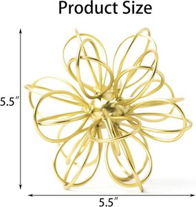 Esfera decorativa para el hogar con escultura Floral abstracta de mesa de Metal geométrico dorado antiguo para sala de estar y dormitorio - Product Image 3