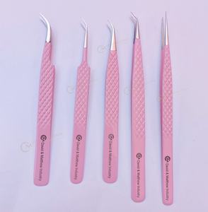 อุปกรณ์ต่อขนตาปลอมสีชมพูจำนวนมากแหนบขนตาแบบปรับแต่งโลโก้ได้ตามต้องการ - Product Image 4