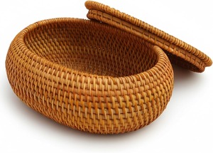 Boîte de rangement multifonctionnelle moderne en rotin naturel ovale Artex Green Earth, écologique, avec couvercle - Product Image 2