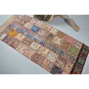 Vintage Eclectic Turkish Wool <b>Rug</b> 31 X 67ft Beige Oasis Handmade <b>Boho</b> Patchwork Design Dining Room Eco Friendly Medium Pile - Product Image 4